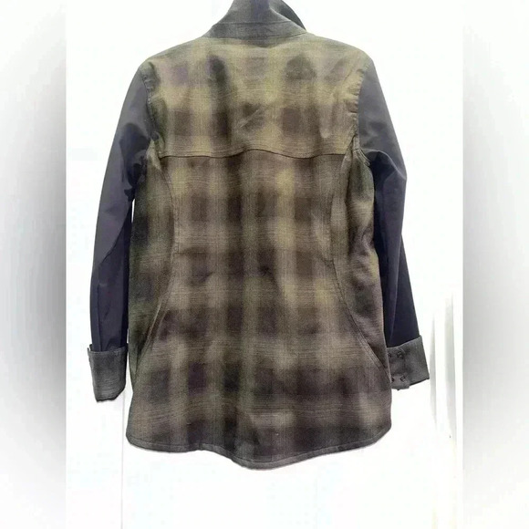 Ride Snowboarding Jacket Medium Green Plaid Softshell collared - Picture 2 of 4